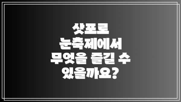 삿포로 눈축제에서 무엇을 즐길 수 있을까요?