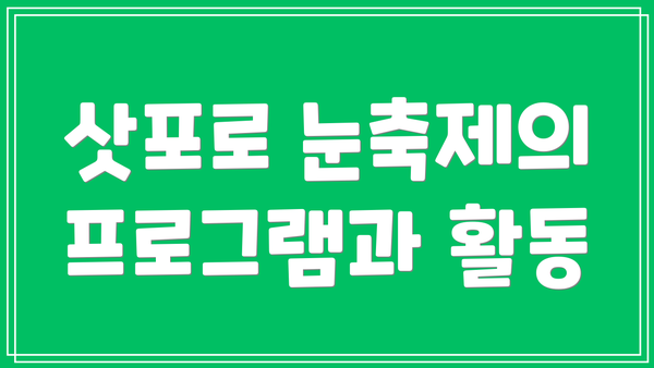 삿포로 눈축제의 프로그램과 활동