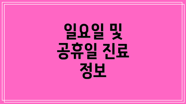 일요일 및 공휴일 진료 정보