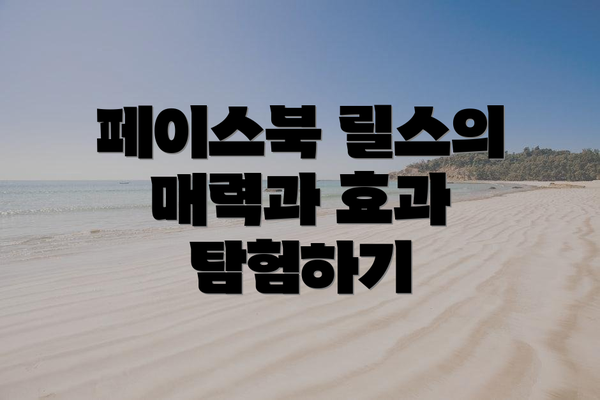 페이스북 릴스의 매력과 효과 탐험하기