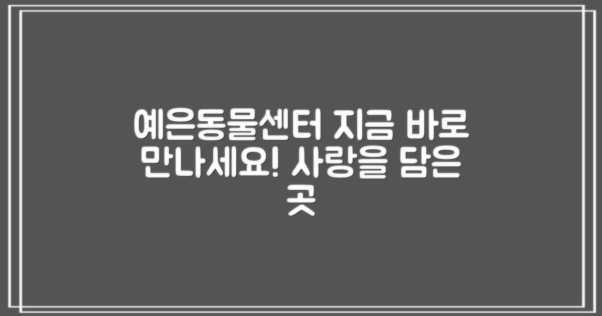 지금 바로 예은동물센터를 만나세요!
